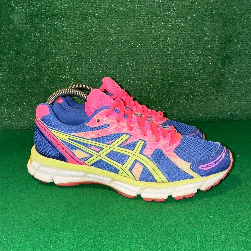 Asics Women's Blue Pink Neon Yellow Running Sneakers